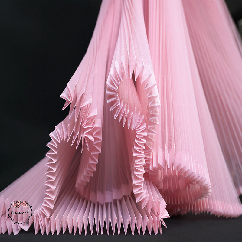 Flowerva Peach Pink Great Pleated Organza Crinkle Fabric 6324