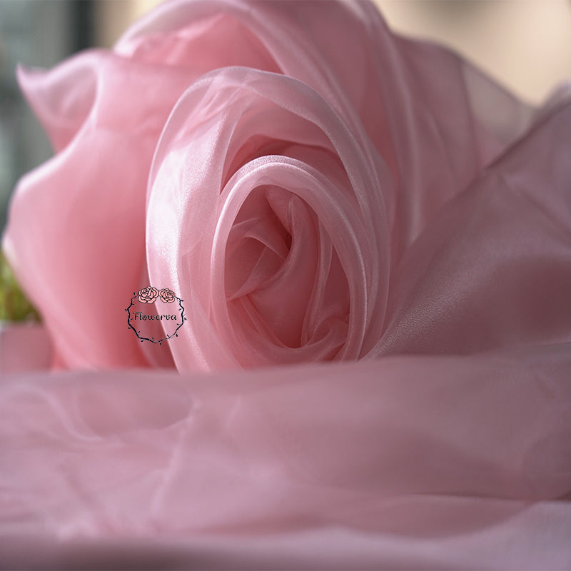 Flowerva Pink Silk Organza Thin Soft Wedding Decoration Dress Design Fabric