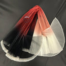 Gradient Black Red Big Pleated Hard Mesh Knitted Fabric Stage Wedding Background Decoration