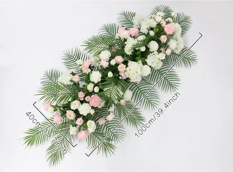 Flowerva – rangée de fleurs artificielles pour mariage, arc de plante verte, décoration de nappe de fond