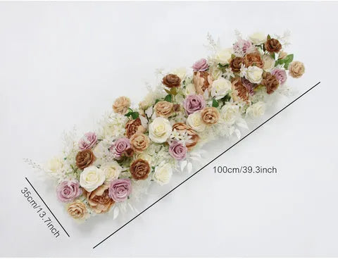 Flowerva White Artificial Rose Row Coffee Peony Wedding Background Arch Decoration