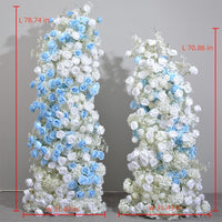 Cake Tower Decoration Blue Simulated Flower Window Exhibition Hall Commercial Beauty Chen Guide Road Flower Arch Ox Horn Frame with Flower Pairs