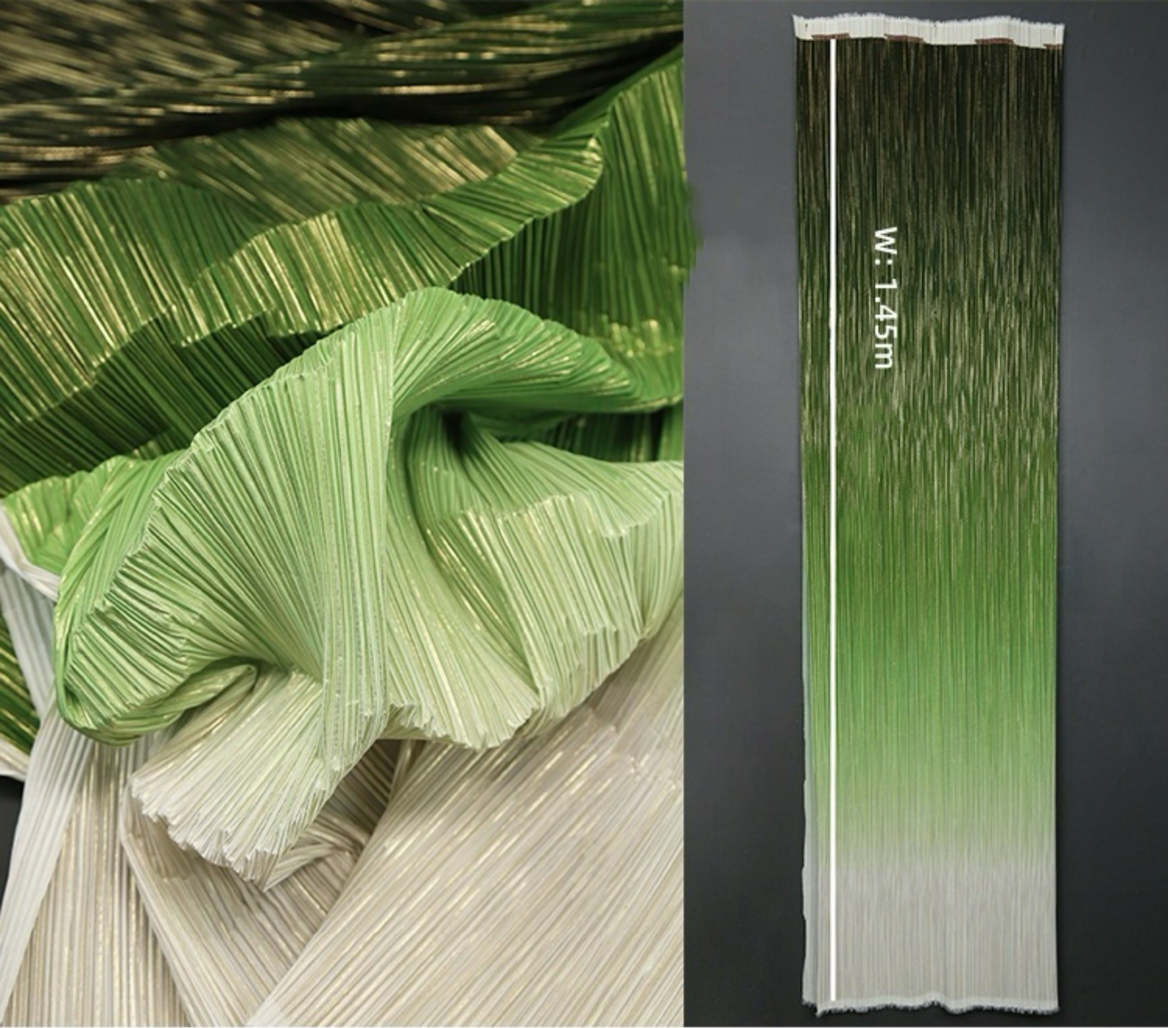Tissu à Texture plissée et dégradé, vert forêt, or chaud, estampage, décoration de mariage