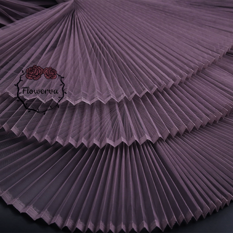 Flowerva Grey Taro Purple Great Pleated Organza Crinkle Fabric 6324