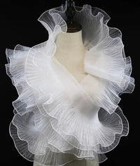 Large Wave Transparent Pleated Lotus Edge Wedding Dress Decorative Fabric