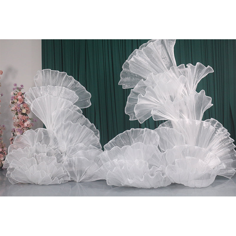 White Glossy Pleated Texture Wedding Decoration Styling