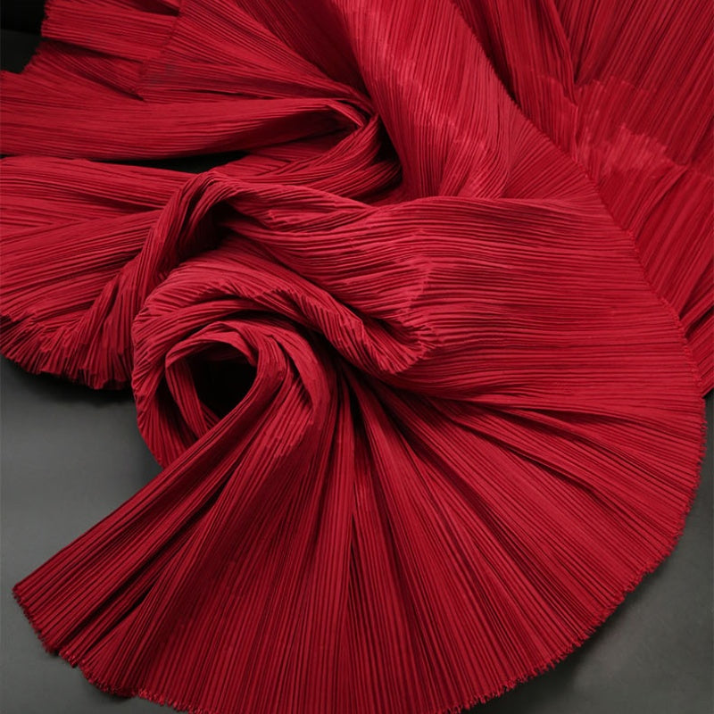 Tissu de gravure de décoration plissé Big Flowerva rouge