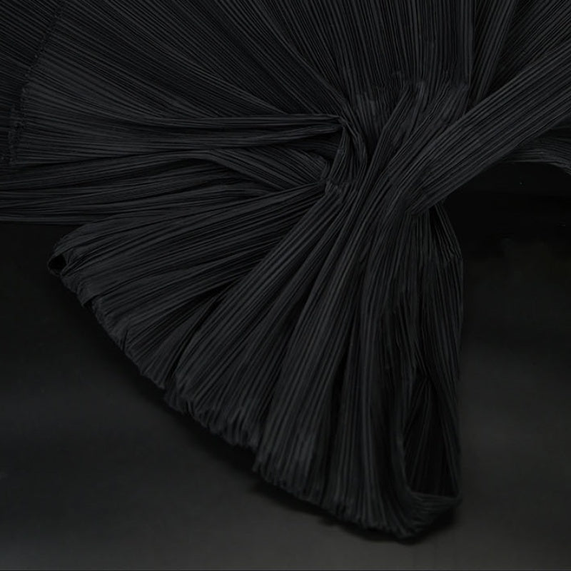 Black Flowerva Pleated Decoration Printmaking Fabric