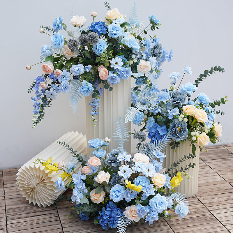 Flowerva – cadre de toile de fond bleu, Collection de fleurs suspendues, Arrangement de Center de Table pour Banquet