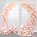 Flowerva Pink Long Table Flower And Circular Flower Arch Wedding Decoration