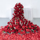 Flowerva Red Wedding Decoration Stage Background Simulated Floral Arrangement