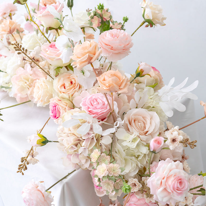 Flowerva Pink Long Table Flower And Circular Flower Arch Wedding Decoration