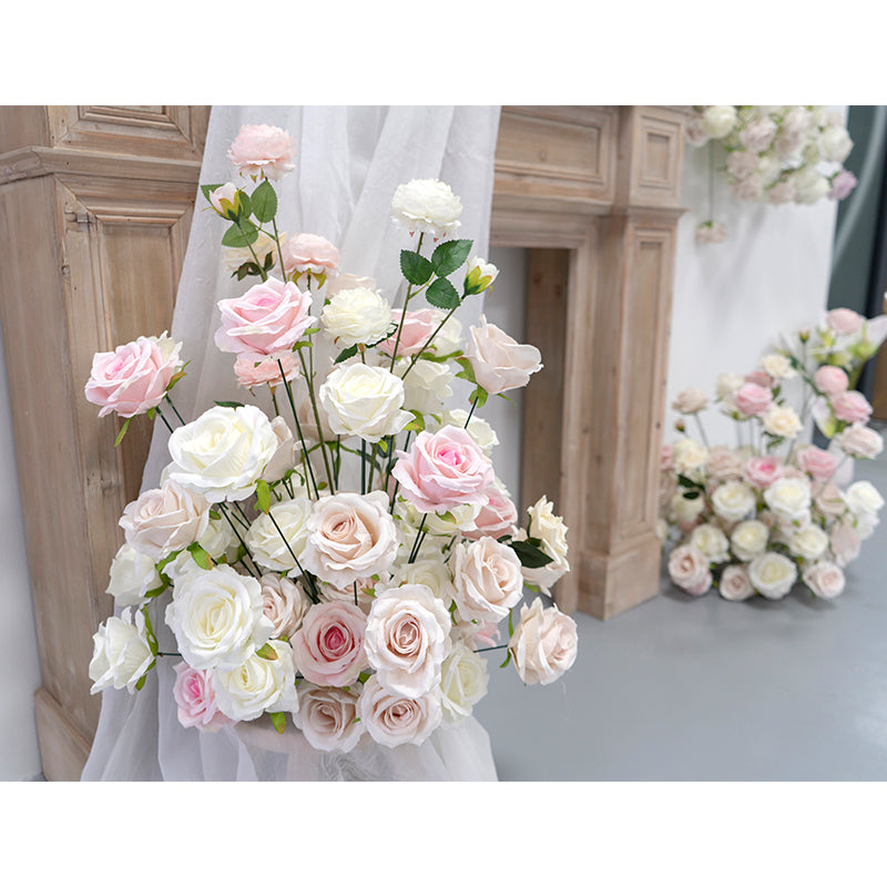 Flowerva rose doux tenture murale décoration florale fond d'événement de mariage fleurs artificielles