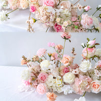 Flowerva Pink Long Table Flower And Circular Flower Arch Wedding Decoration