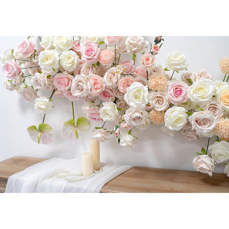 Flowerva rose doux tenture murale décoration florale fond d'événement de mariage fleurs artificielles