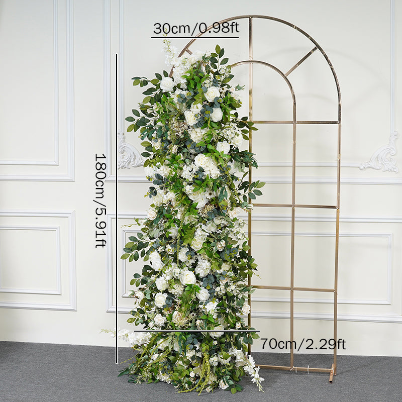 Simulated White Rose Green Leaf Wedding Background Arch KT Board Decoration Flower Arrangement Window Decoration