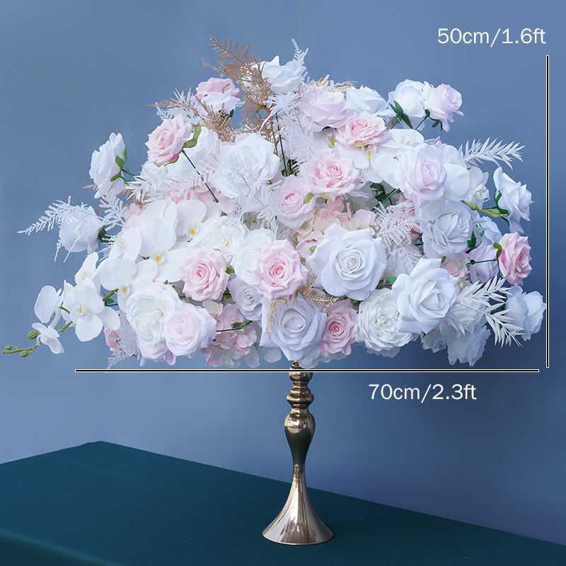 Flowerva Pink White Rose Gold Leaves Wedding Ball Banquet Table Center Item Prop
