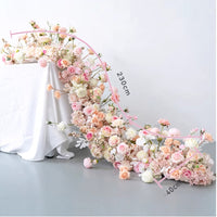 Flowerva Pink Long Table Flower And Circular Flower Arch Wedding Decoration