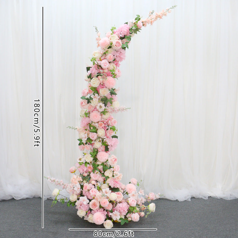 Flowerva Purple Corner Arch Artificial Rose Hydrangea Row Arrangement Wedding Background Decoration