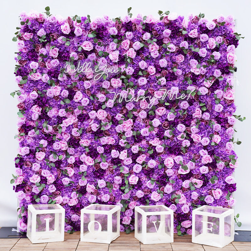 Flowerva Purple Fantastically Unique Wedding Flower Wall Ensemble