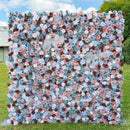 Flowerva Brand New 3D Blue Brown Rose Roll Up Cloth Curtain Wall Party Wedding Arrangement Backdrop Decor Prop