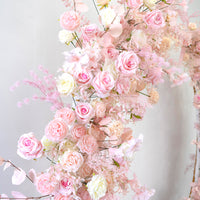 Flowerva Pink Long Table Flower And Circular Flower Arch Wedding Decoration