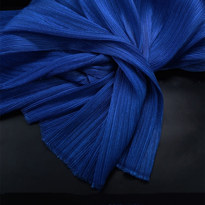 Deep Sea Blue Pearl Yarn Texture Pleated Fabric Wedding Decoration Stage Design Floral Fabric