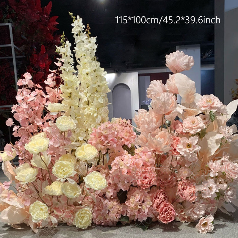 Luxury Pink Hydrangea Palm Hyacinth Wedding Flower Arrangement Floor Arrangement