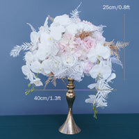Flowerva Rose Blanc Rose Or Feuilles Boule De Mariage Banquet Table Center Article Prop