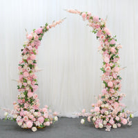 Flowerva Purple Corner Arch Artificial Rose Hydrangea Row Arrangement Wedding Background Decoration