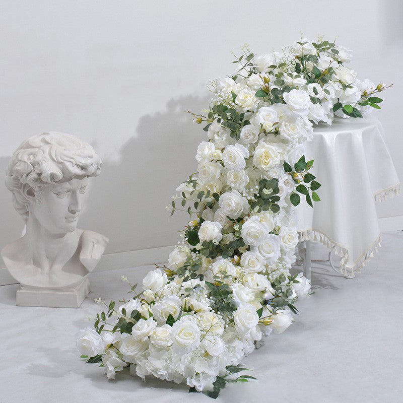 Flowerva mariage longue Table fleur décoration Arrangement Simulation Rose mur