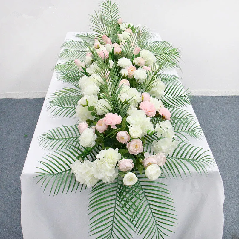 Flowerva – rangée de fleurs artificielles pour mariage, arc de plante verte, décoration de nappe de fond