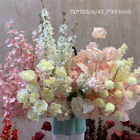 Luxury Pink Hydrangea Palm Hyacinth Wedding Flower Arrangement Floor Arrangement