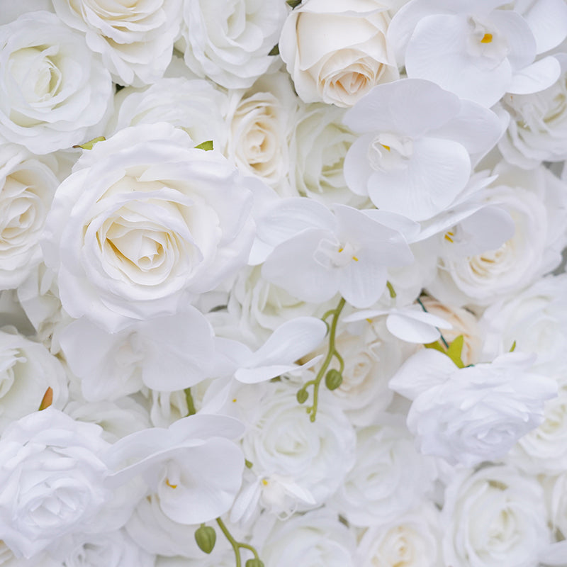 Flowerva Brandnew blanc ivoire Rose orchidée extérieur mariage toile de fond 5D tissu fleur mur