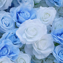 Flowerva Blue White Rose Fabric Curtain Rolling Up 5D Cloth Flower Wall Party Wedding Outdoor Backdrop Decor Arrangement