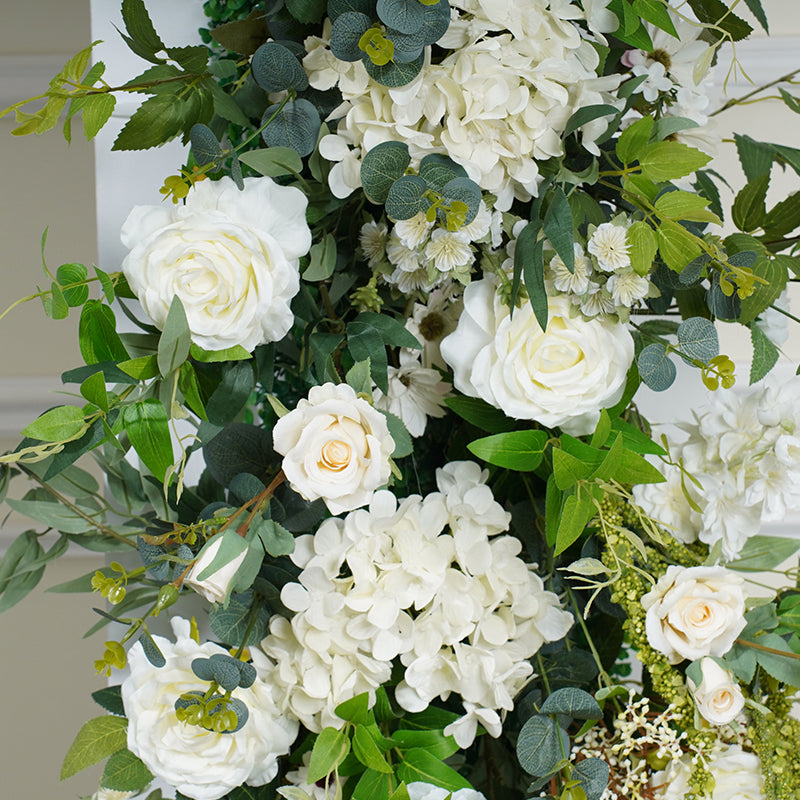 Simulation de feuille verte de Rose blanche, arc de fond de mariage, décoration de panneau KT, Arrangement floral, décoration de fenêtre