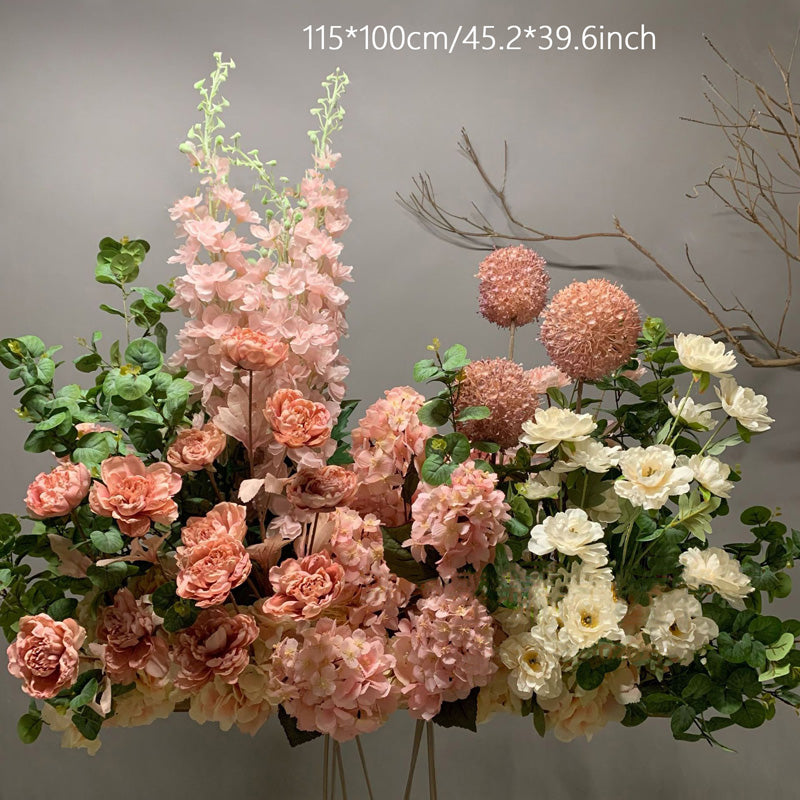 Luxury Pink Hydrangea Palm Hyacinth Wedding Flower Arrangement Floor Arrangement