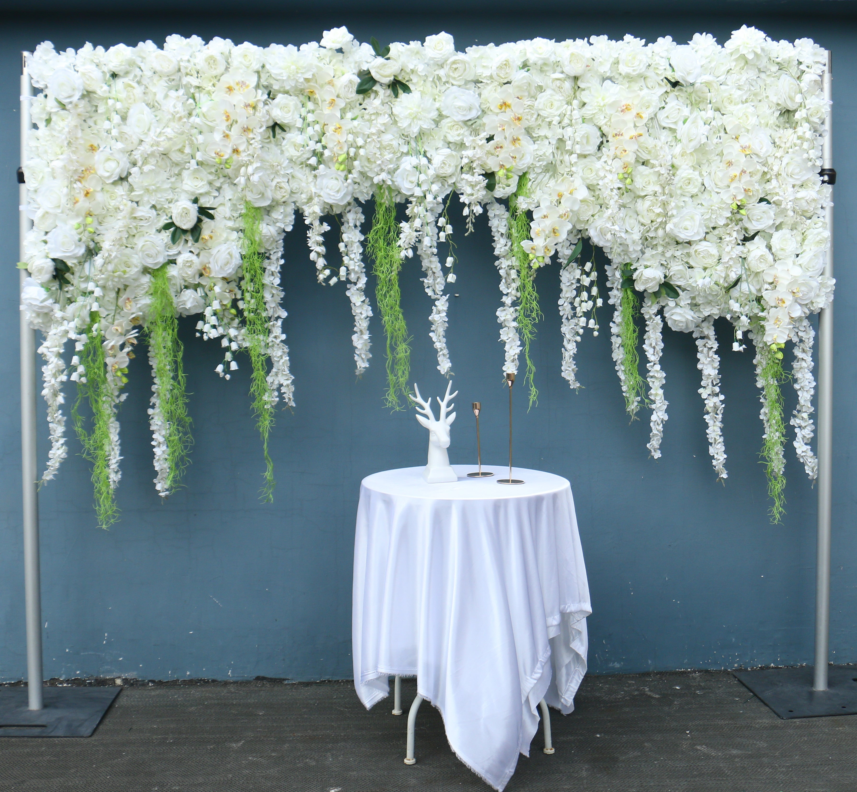 Flowerva Wedding Double Arch White Flower Arrangement Set Stage Party