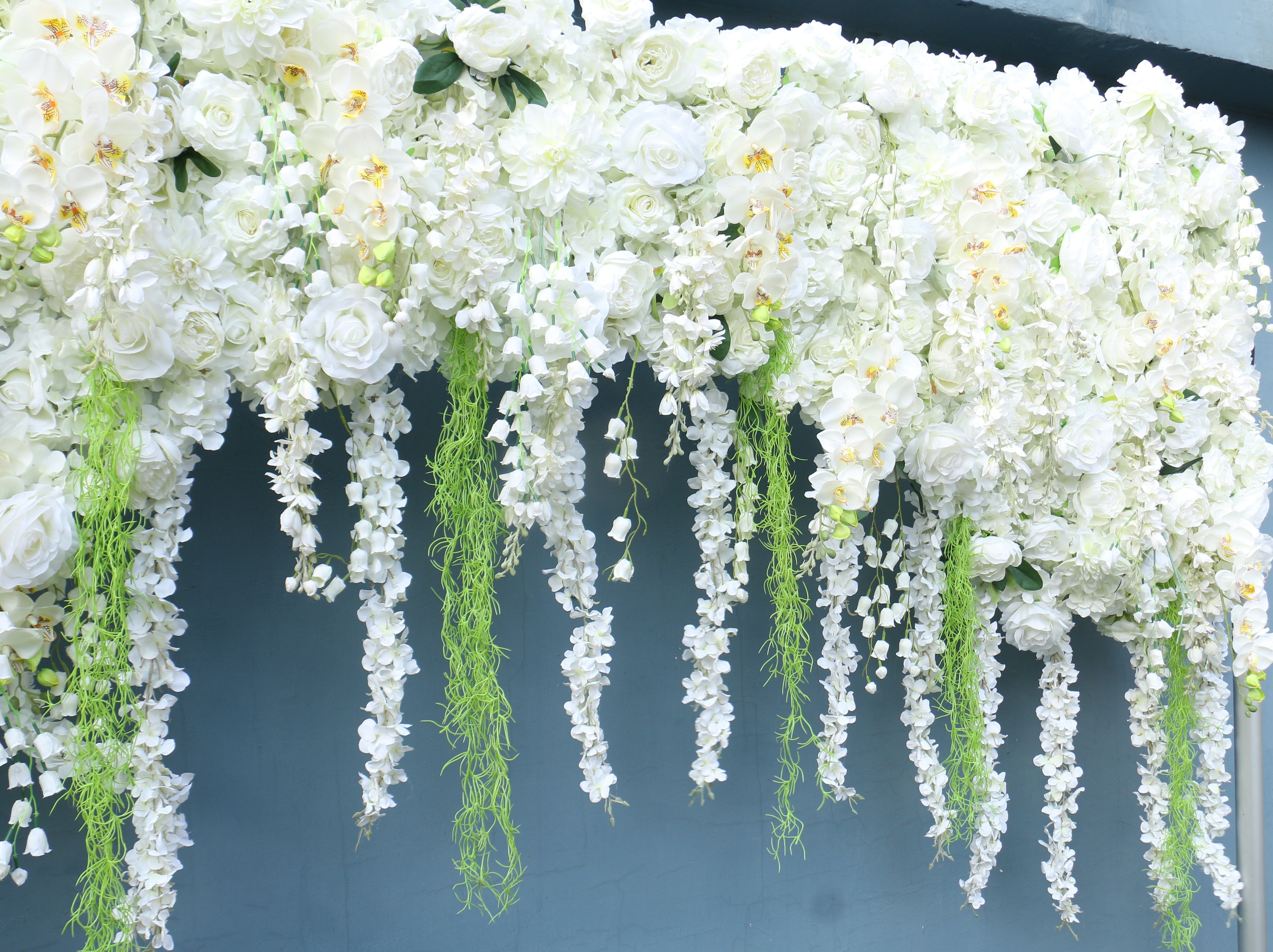 Flowerva Wedding Double Arch White Flower Arrangement Set Stage Party Event Decoration Background Flower Stand Props