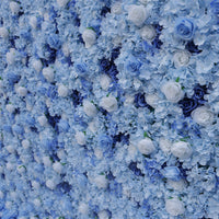 Flowerva Blue Rose Hydrangea Fabric 5D  Cloth Floral Wall Outdoor Party Wedding Backdrop Wall Decor Props