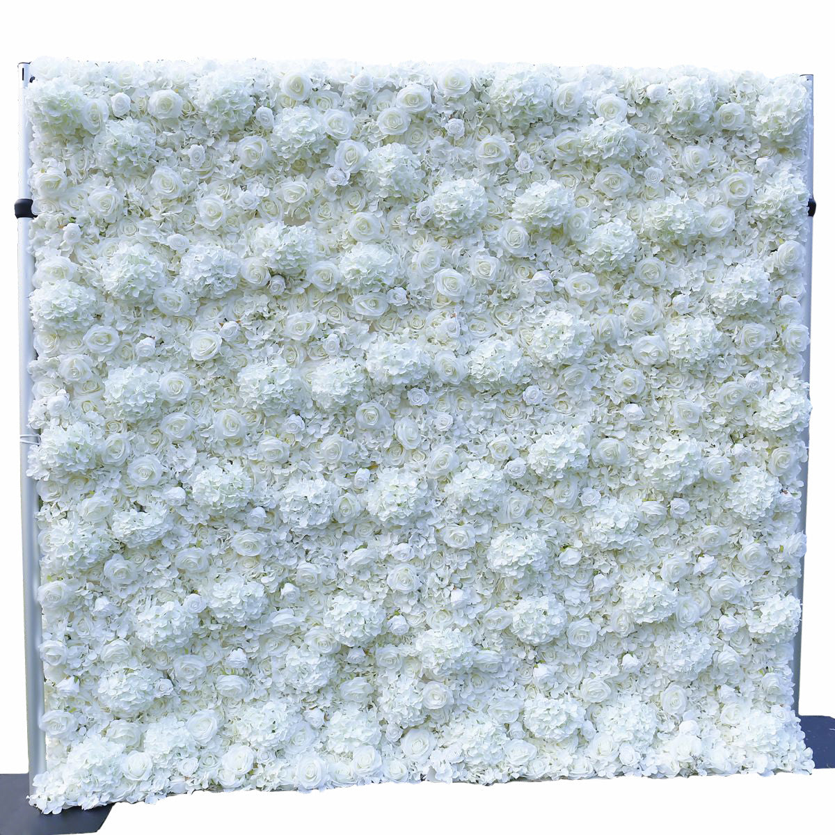 Flowerva 5D White Rose Large Hydrangea Fabric Wedding Backdrop Wall Cloth Floral Wall Decor Props