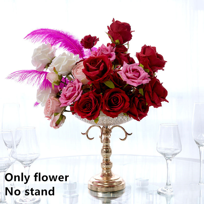 Flowerva Artificial Feather Rose Bouquets Wedding Dessert Table Centerpieces Flower Bouquets