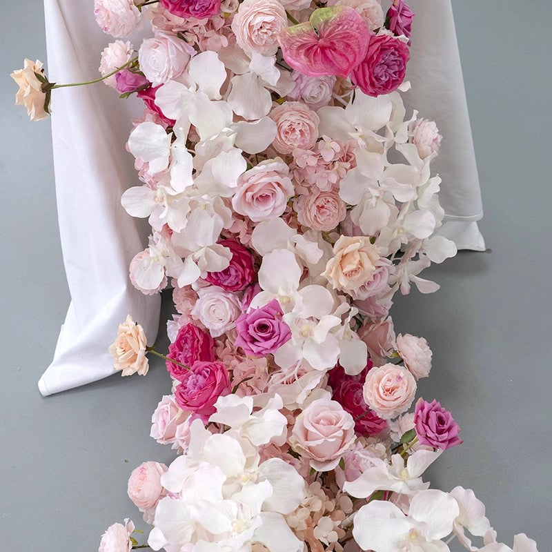 Flowerva – nappe de décoration de mariage, rangée de fleurs roses et rouges, orchidée, Rose, Anthurium, Arrangement floral