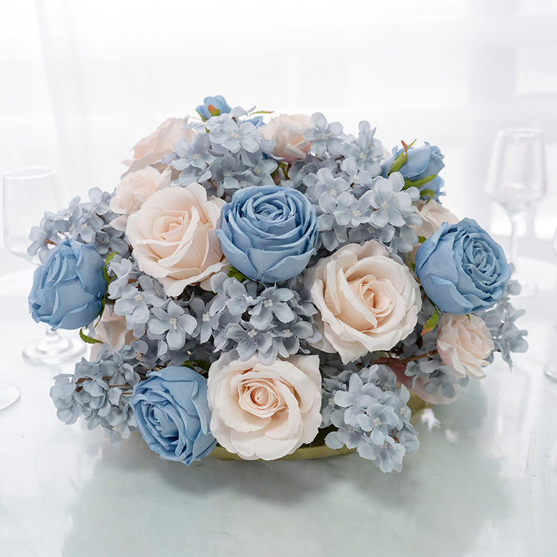 Flowerva – décoration de centre de Table de mariage, hortensia rose coloré, feuille d'or