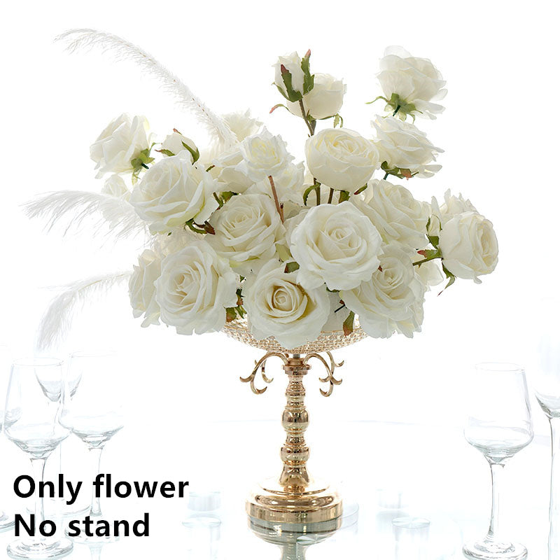 Flowerva Artificial Feather Rose Bouquets Wedding Dessert Table Centerpieces Flower Bouquets