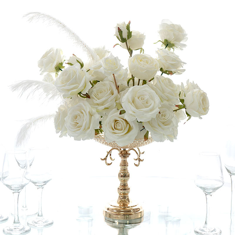 Flowerva Artificial Feather Rose Bouquets Wedding Dessert Table Centerpieces Flower Bouquets