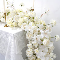 Flowerva Luxury White Wedding Floral Tassel Flower Balls With Candle Holders Banquet Table Centerpieces