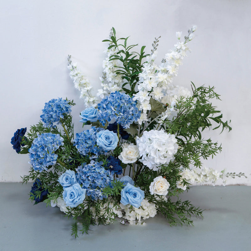 Flowerva Blue And White Rose Hydrangea With Green Grapevines Wedding Party Decoration