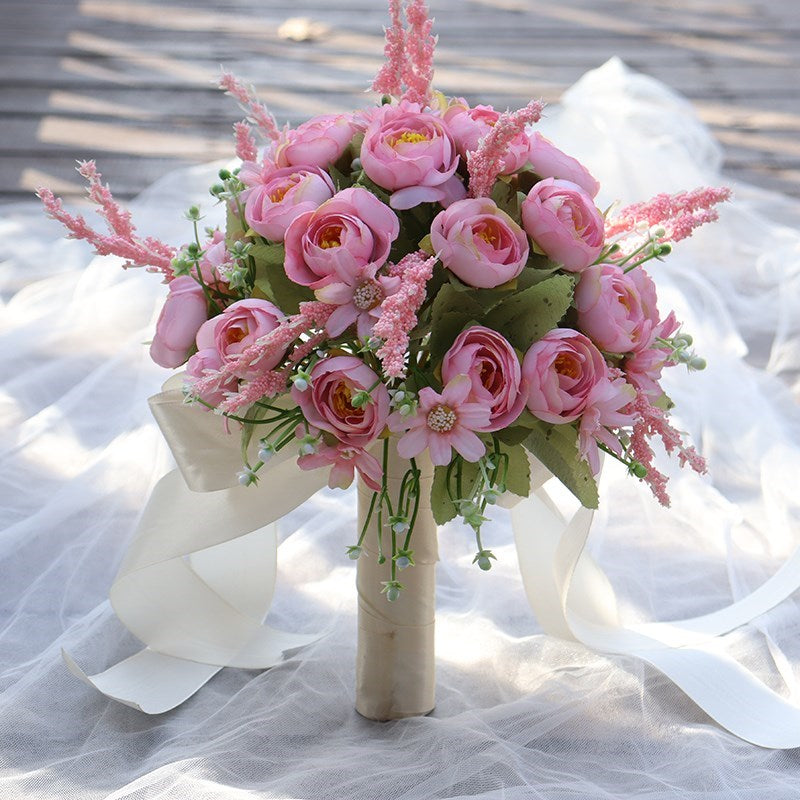 Flowerva   Blush Pink Rose Handheld Bouquet Floral