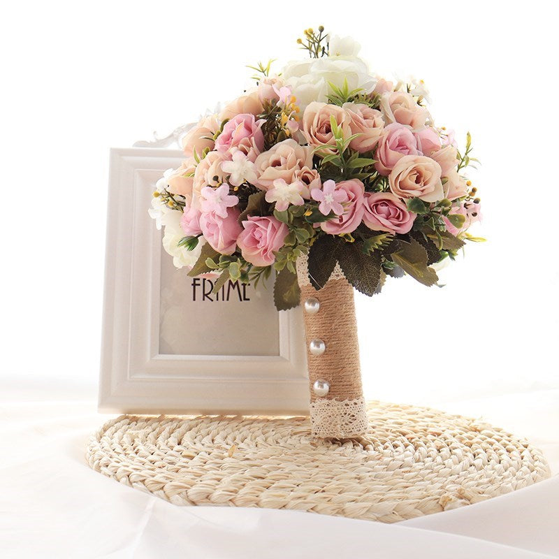 Flowerva   Blush Pink Rose Handheld Bouquet Floral